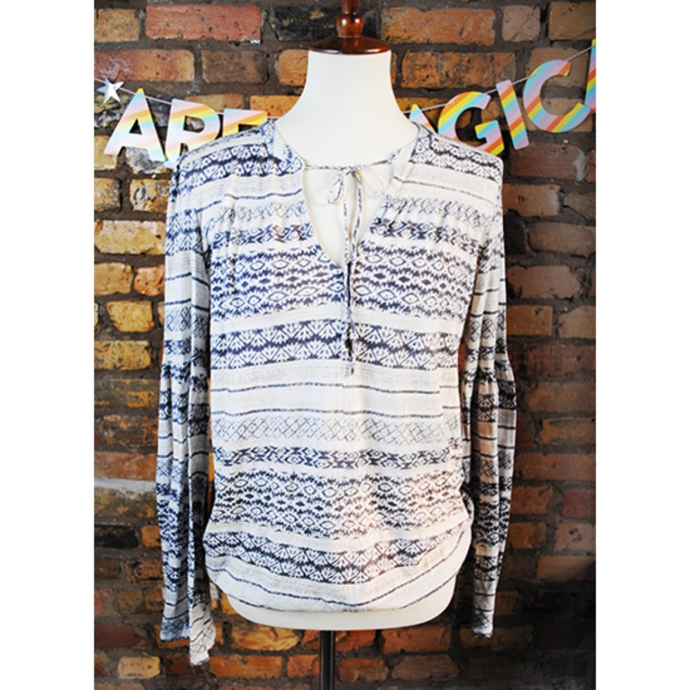 LUCKY BRAND Bell Sleeve Printed Top